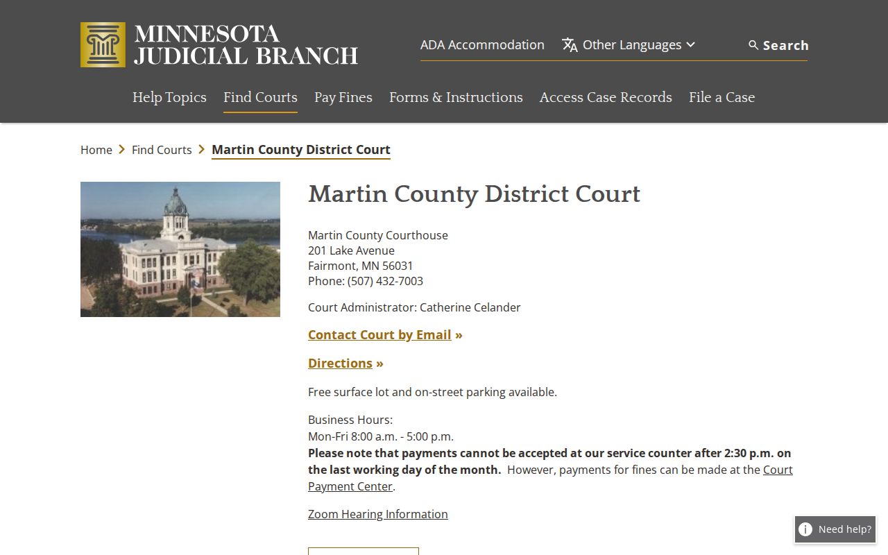 Martin County court docket records at Martin County District Court