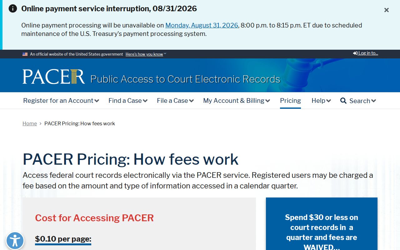 Martin County civil docket comparison with PACER federal record access