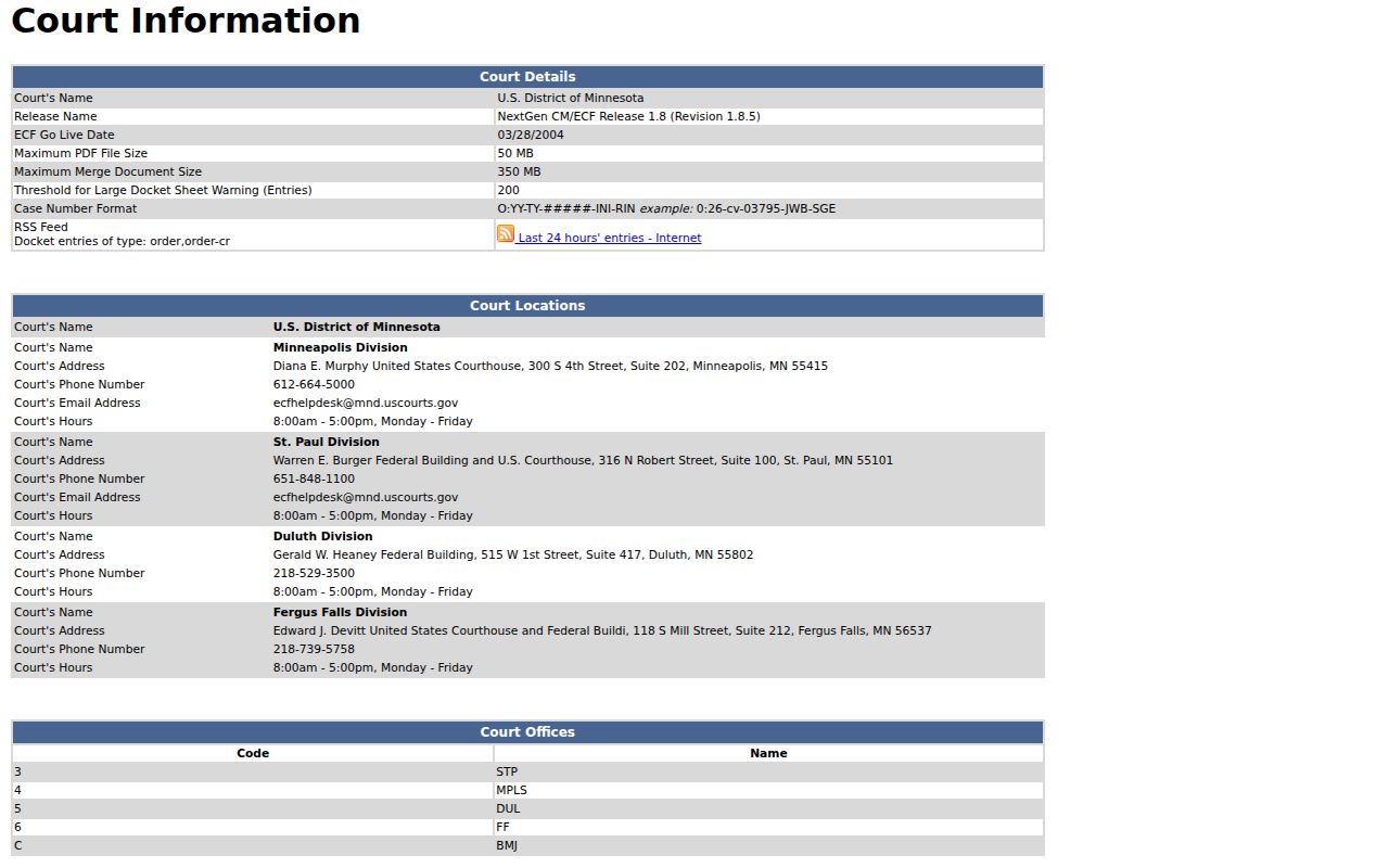 Martin County civil docket distinction from federal CM ECF court information